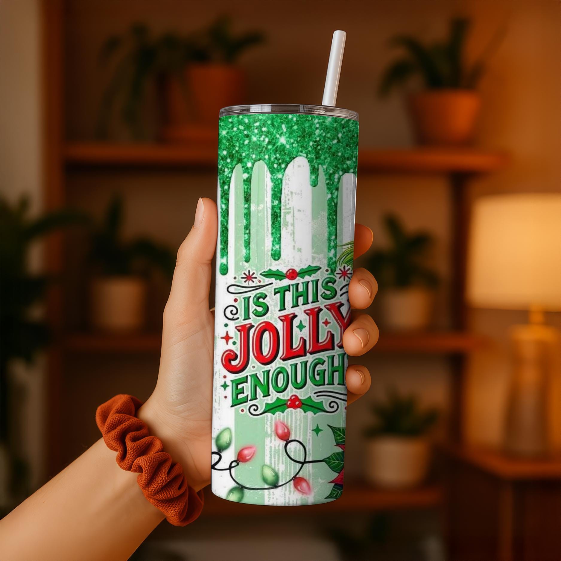 20oz Stainless Steel Christmas Tumbler - Is This Jolly Enough Holiday Mug with Straw