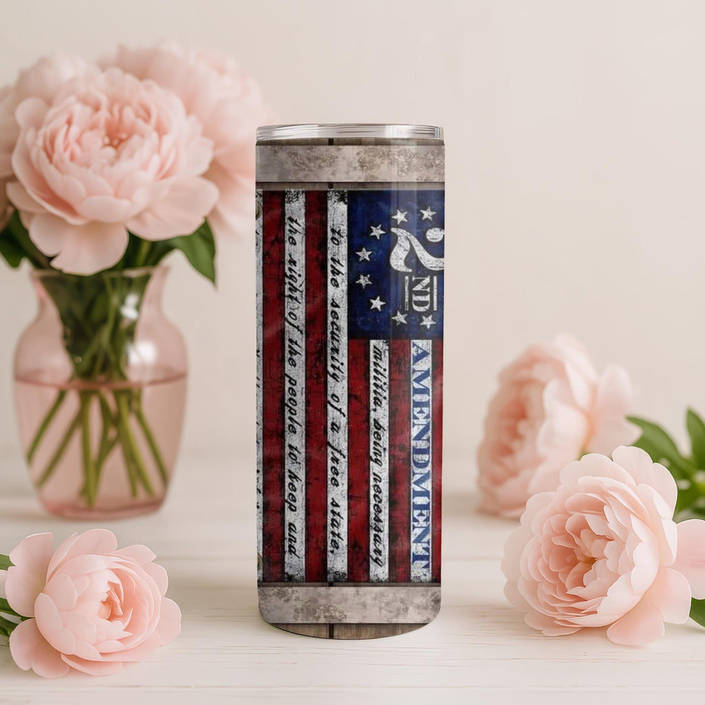2nd Amendment Skinny Tumbler | 20oz or 30oz Stainless Steel Tumbler | Patriotic American Flag Cup