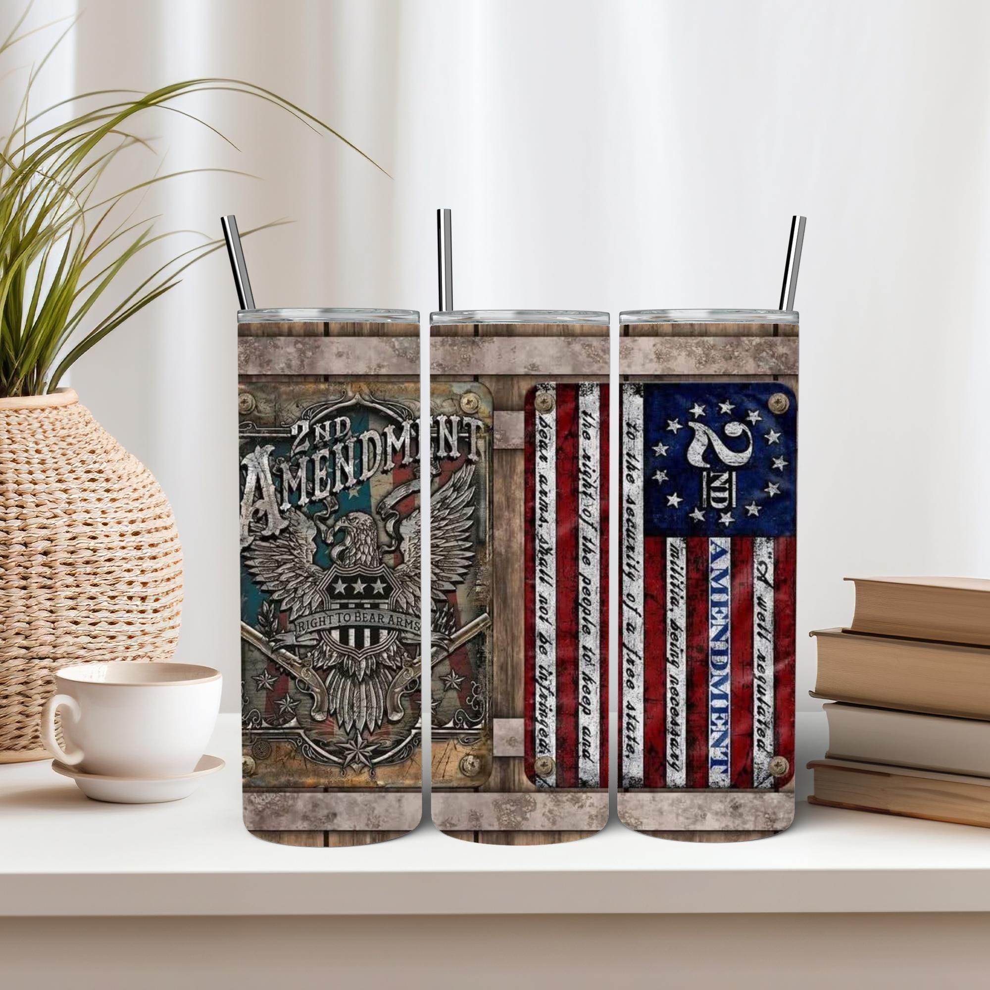 2nd Amendment Skinny Tumbler | 20oz or 30oz Stainless Steel Tumbler | Patriotic American Flag Cup