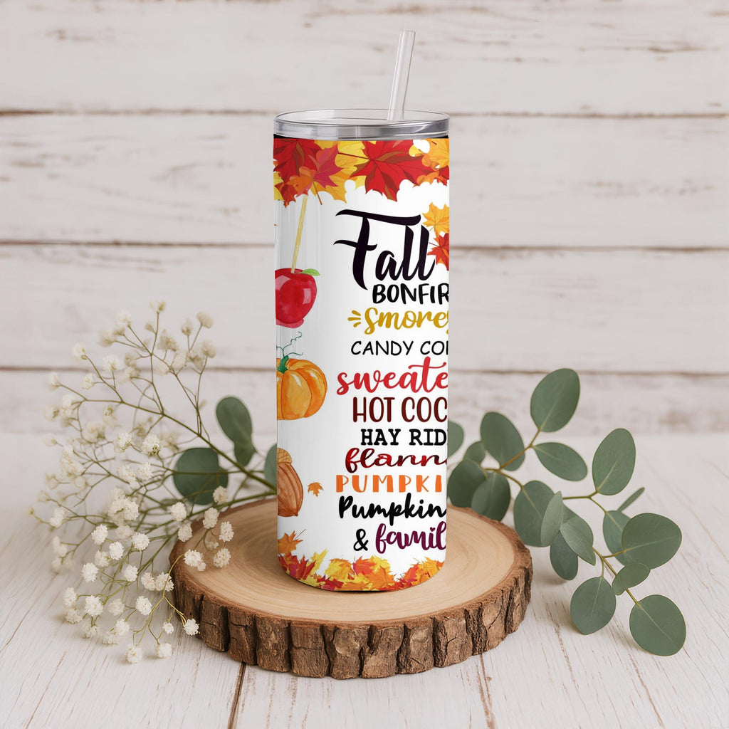20oz Stainless Steel Autumn Tumbler with Lid  Straw  Fall-Inspired Drinkware