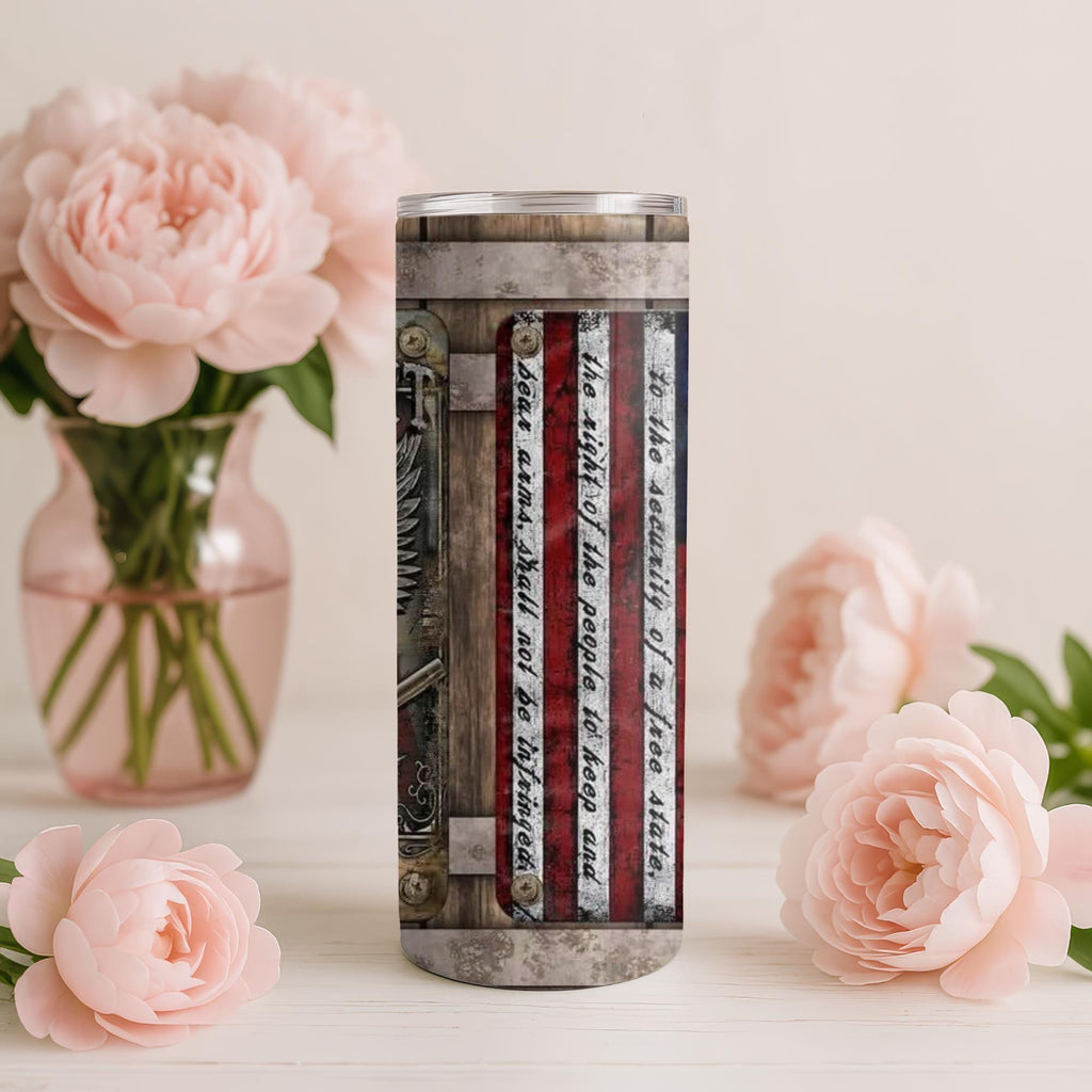 2nd Amendment Skinny Tumbler | 20oz or 30oz Stainless Steel Tumbler | Patriotic American Flag Cup