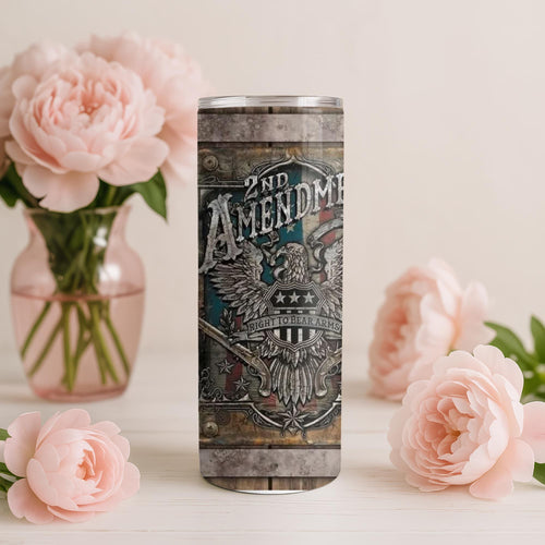 2nd Amendment Skinny Tumbler | 20oz or 30oz Stainless Steel Tumbler | Patriotic American Flag Cup